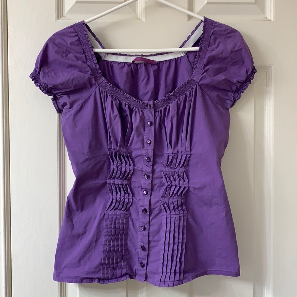 🌷3 for$25🌷Smart Set, US S, Purple Pleated Shirred Cap Sleeve Sweetheart Top
